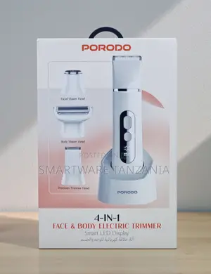 Porodo 4-in-1 Electric Face Body Trimmer Smart Led Display White