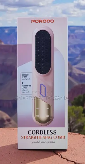 Porodo Cordless Hair Straightening Comb 4 Temperature Levels Pink