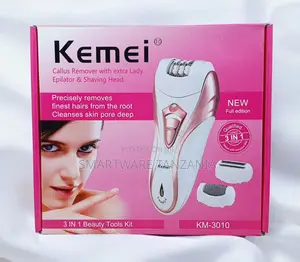 Kemei 3-in-1 Callus Remover Epilator Shaving Head Beauty Kit White