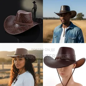 Classic Cowboy Hat Unisex Durable Leather Hat Kofia Nzuri