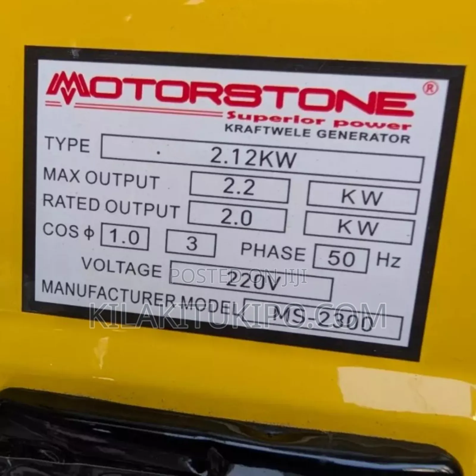 2.2kw Motorstone Generator Remote Start