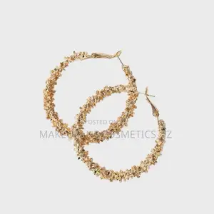 Pair of Gold-Toned Textured Hoop Errings