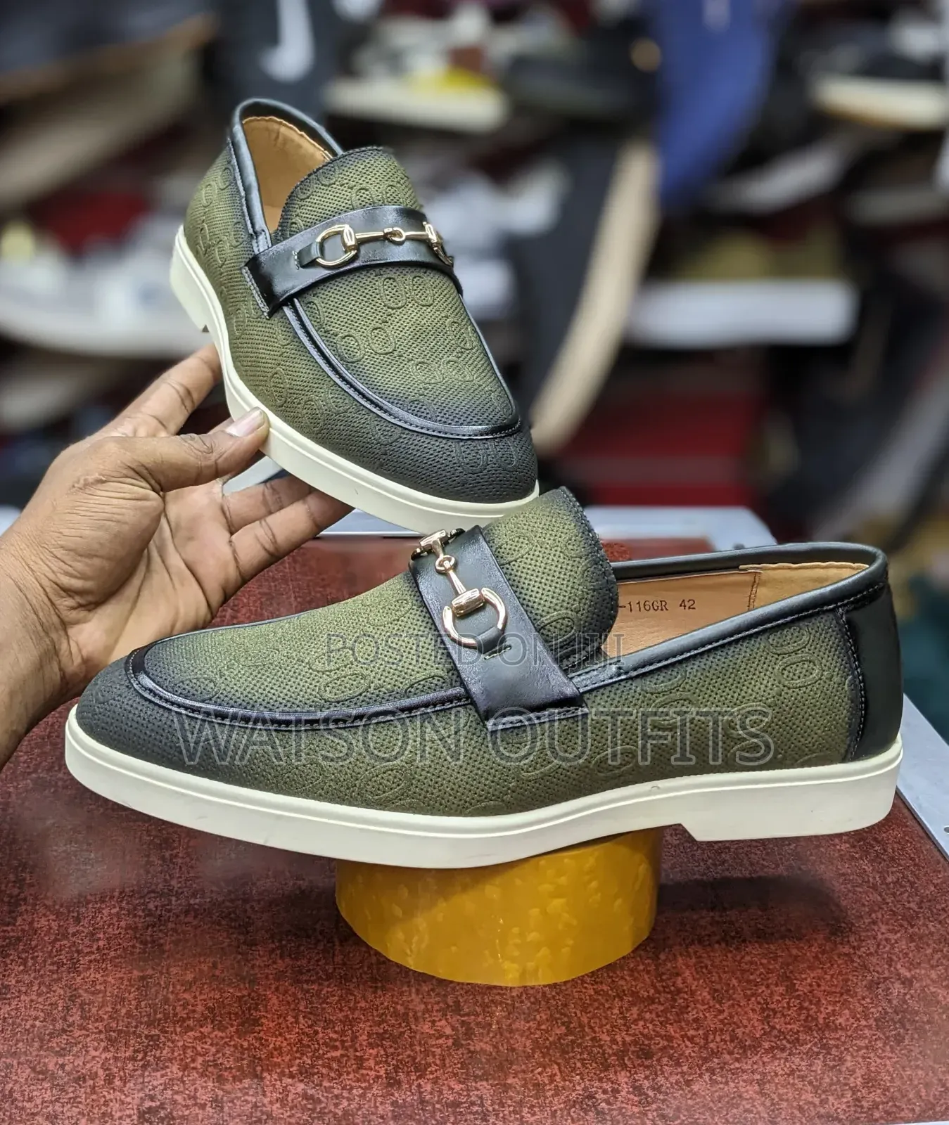 Men's Leather Shoes Colourfully Well Greenish