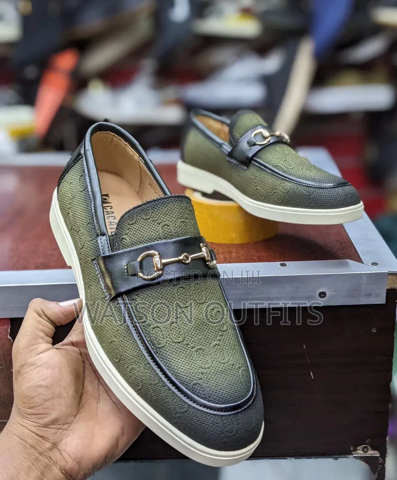 Men's Leather Shoes Colourfully Well Greenish