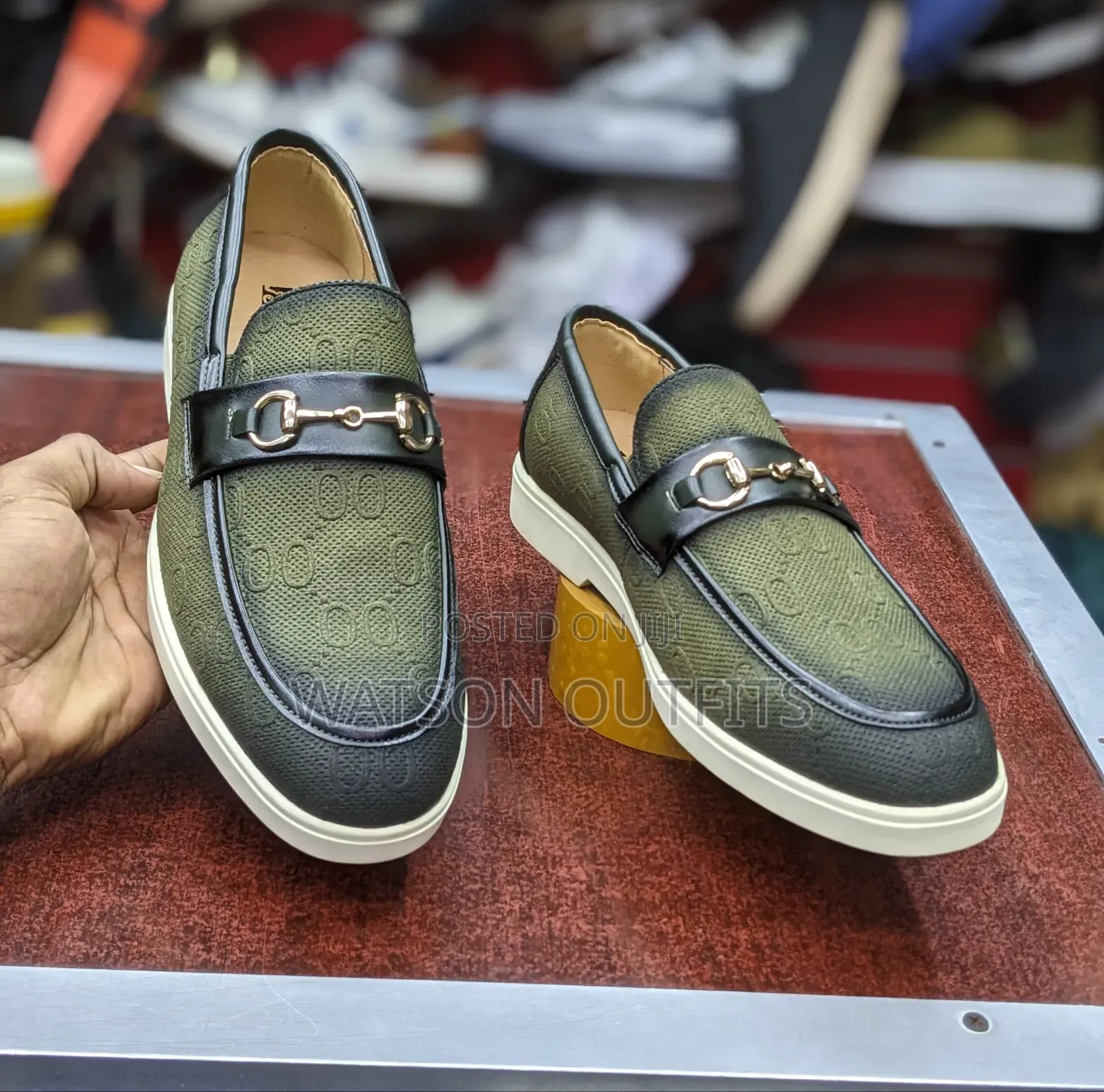 Men's Leather Shoes Colourfully Well Greenish