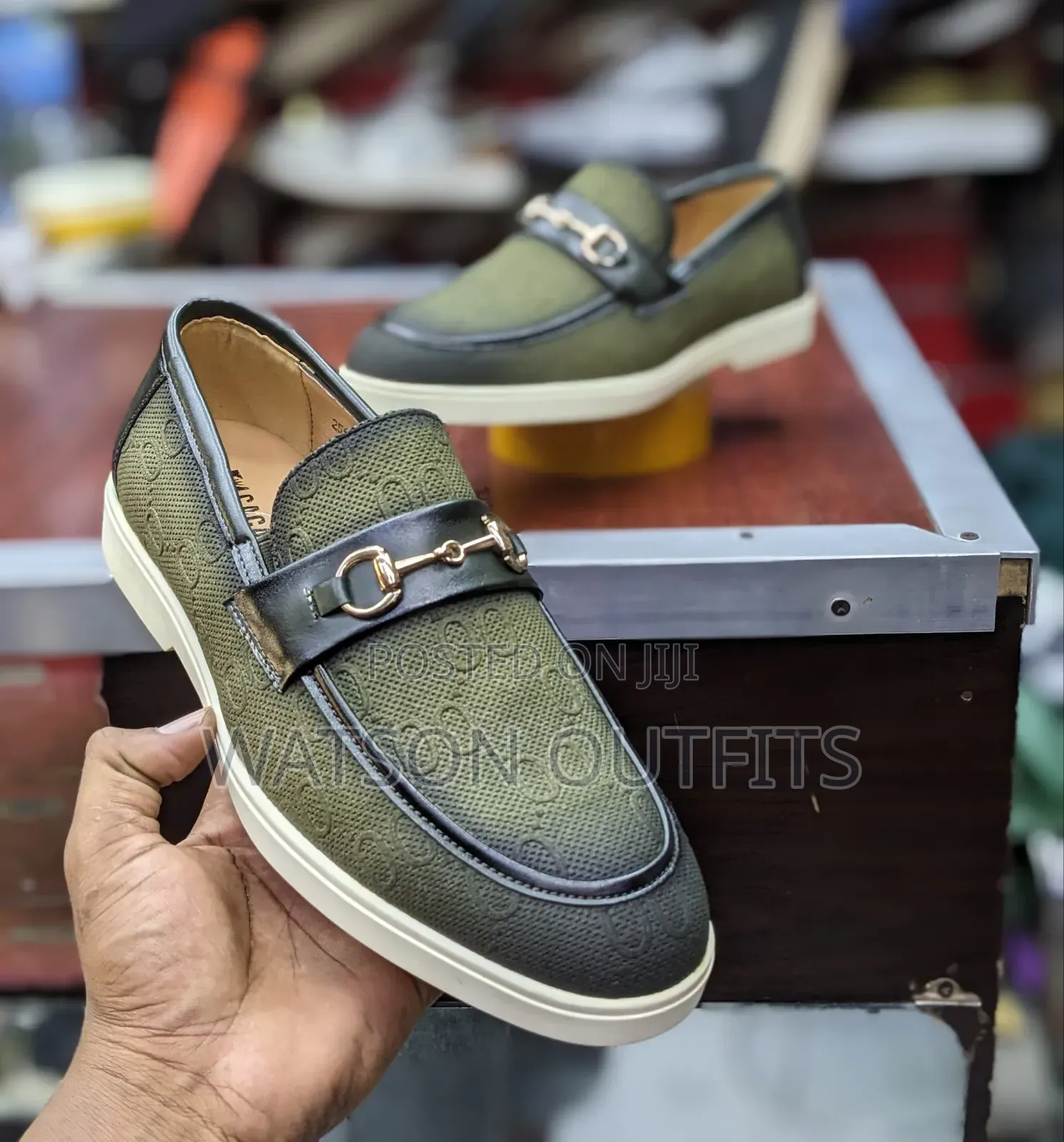 Men's Leather Shoes Colourfully Well Greenish
