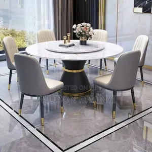 Marble Round Dining Table Six(6) Chairs