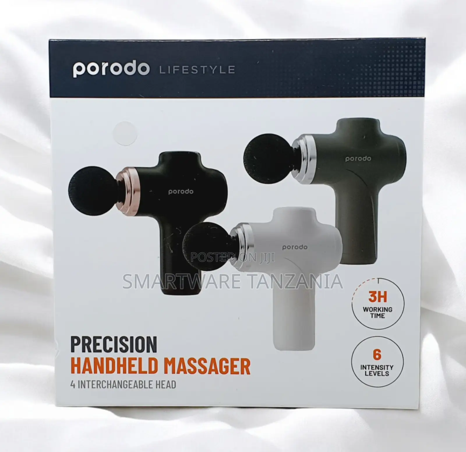 Porodo Precision Handheld Massager - 4 Heads, 6 Intensity Levels