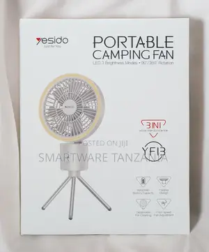 Yesido Portable Camping Fan Yf13 - 3-in-1 With Led, 8000mah Battery