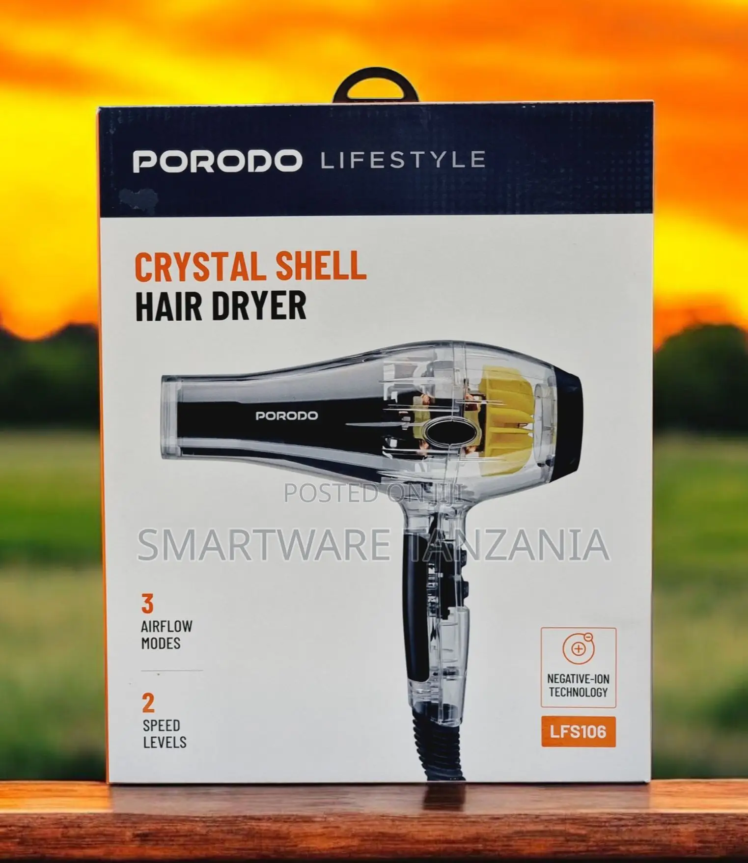 Porodo Crystal Shell Hair Dryer Lfs106 - Negative Ion, 3 Airflow
