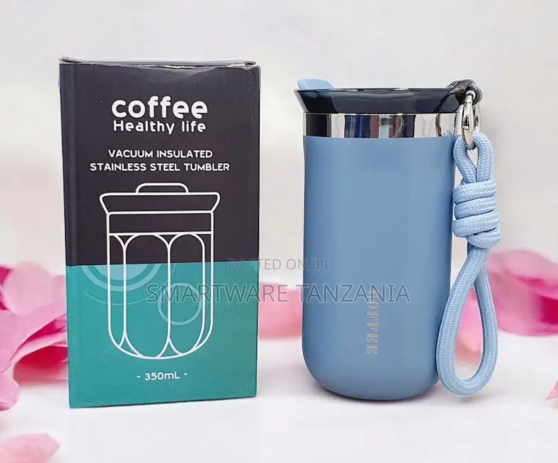 Coffee Healthy Life Tumbler 350ml - Vacuum Insulated, Sky Blue