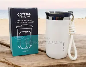 Coffee Healthy Life Tumbler 350ml - Vacuum Insulated, Cream White