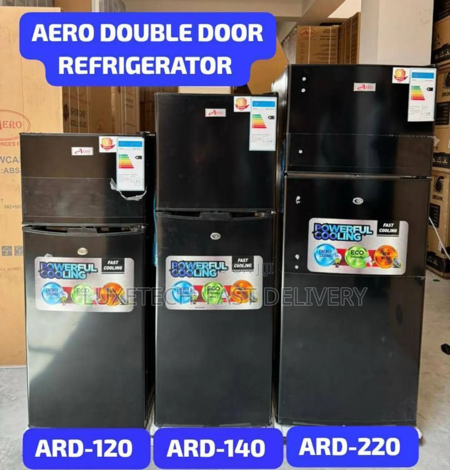 Aero Double Door Fridge 220 Litres (Black)