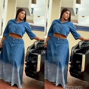 New 2pc Trending Denium Jeans Skirt and Top