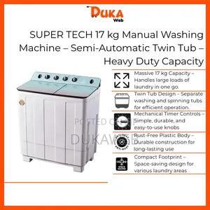 Super Tech 17 Kg Manual Washing Machine – Semi-Automatic Twin Tub