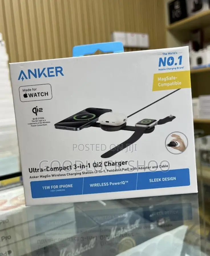 Anker Mag Go Wireles Charging Station Ultra Compact 3 in 1 Qi2 Charger