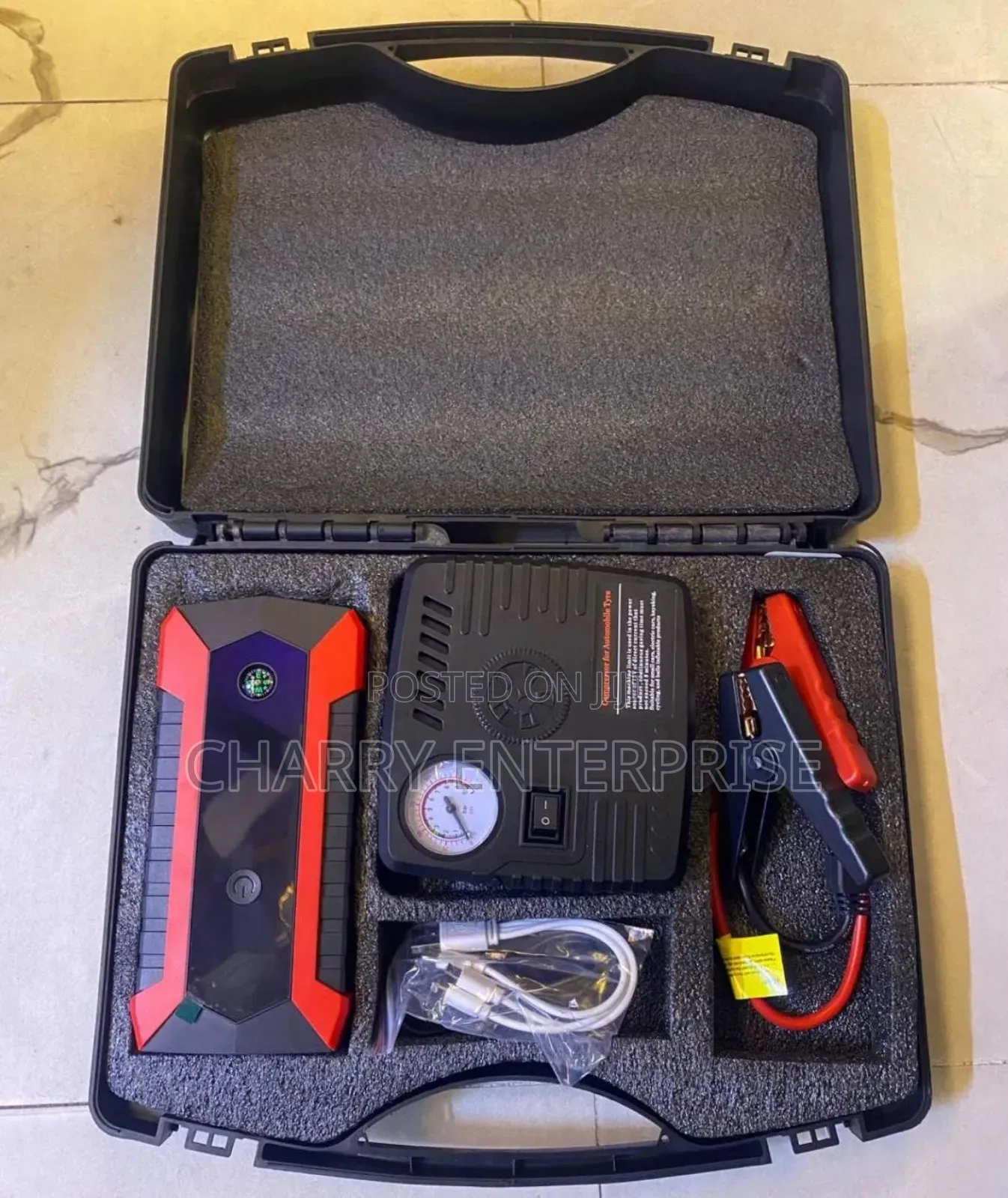Multifunction 3 in 1 Car Jump Starter Air Compressor Emergency Kit