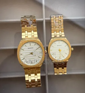 Gucci Couple Watches Gold and White
