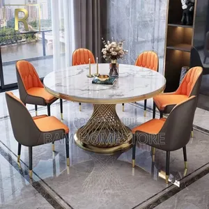 Luxury Marble Topround Dining Tableset With 6 Chairs |Meza Ya Chakula
