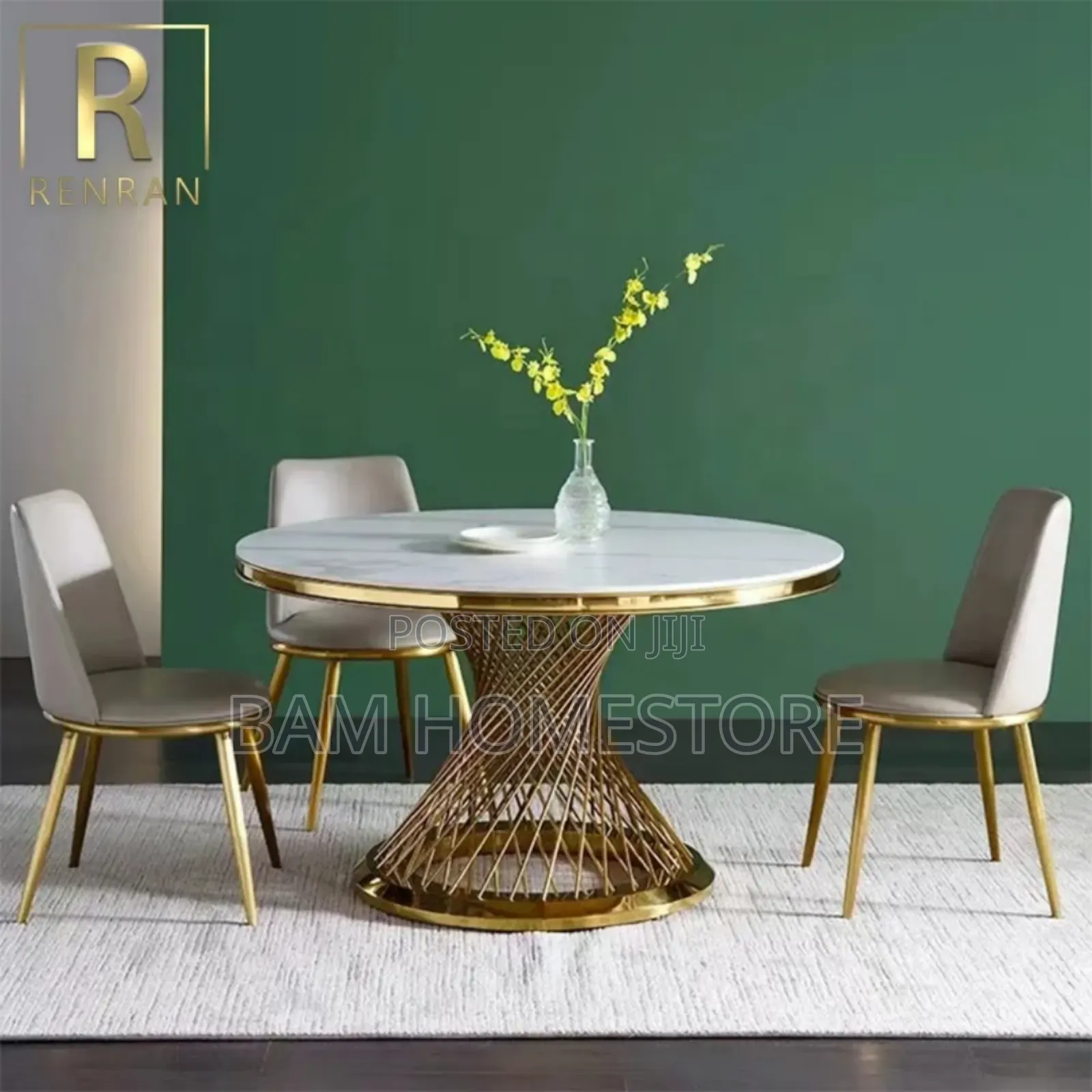 Luxury Marble Topround Dining Tableset With 6 Chairs |Meza Ya Chakula