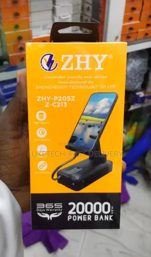 Zhy 20,000mah Power Bank Built-in Phone Holder While Charging