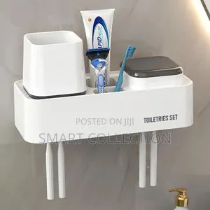 Toiletries Set for Toothbrush Holder and Toothpaste Dispenser