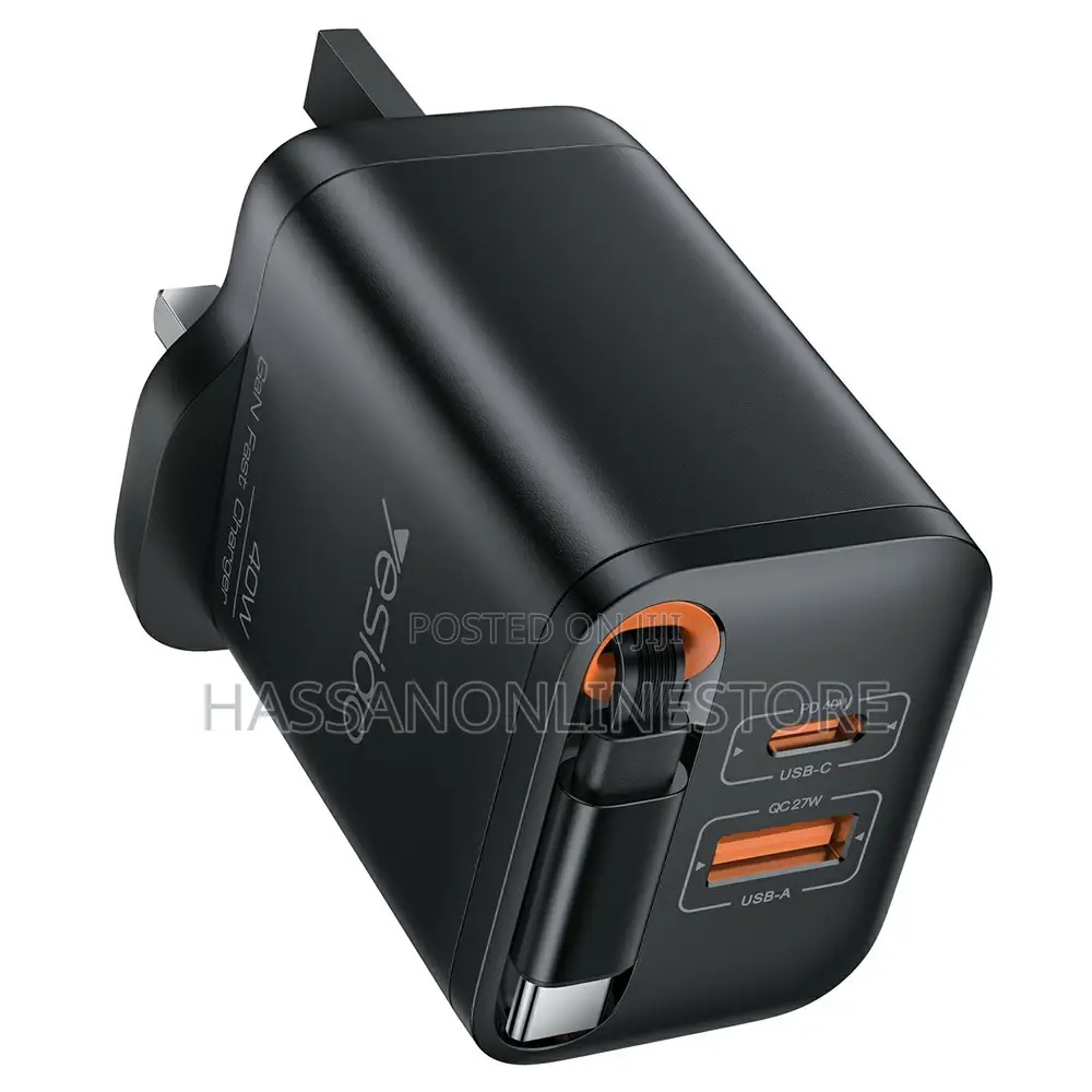 Yesido Yc145 Uk Plug 40w Fast Gan Charging Adapter
