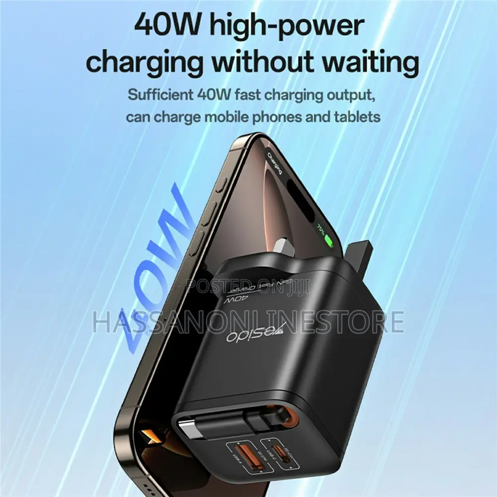 Yesido Yc145 Uk Plug 40w Fast Gan Charging Adapter