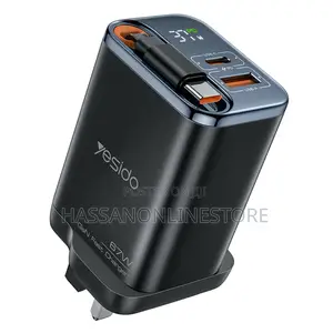 Yesido Yc146 Uk Plug 67w Gan Charger With Retractable Type C Cable
