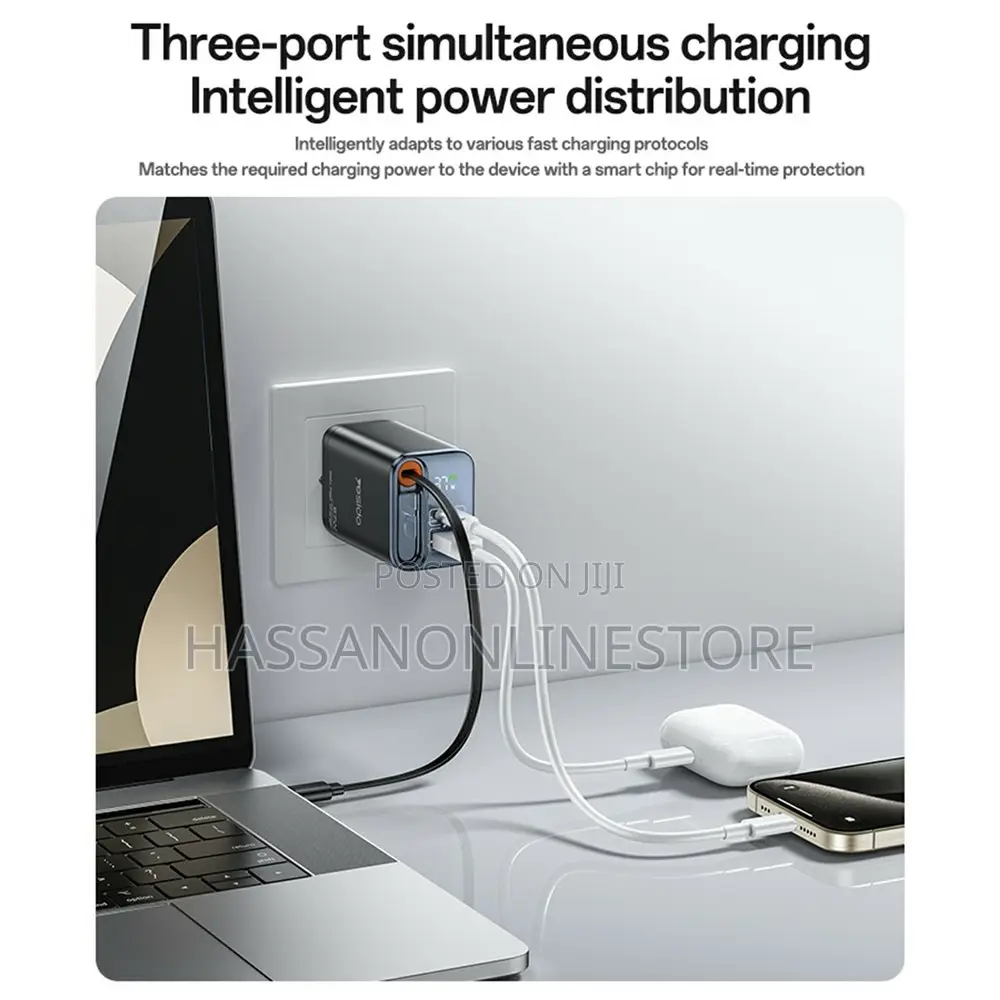 Yesido Yc146 Uk Plug 67w Gan Charger With Retractable Type C Cable