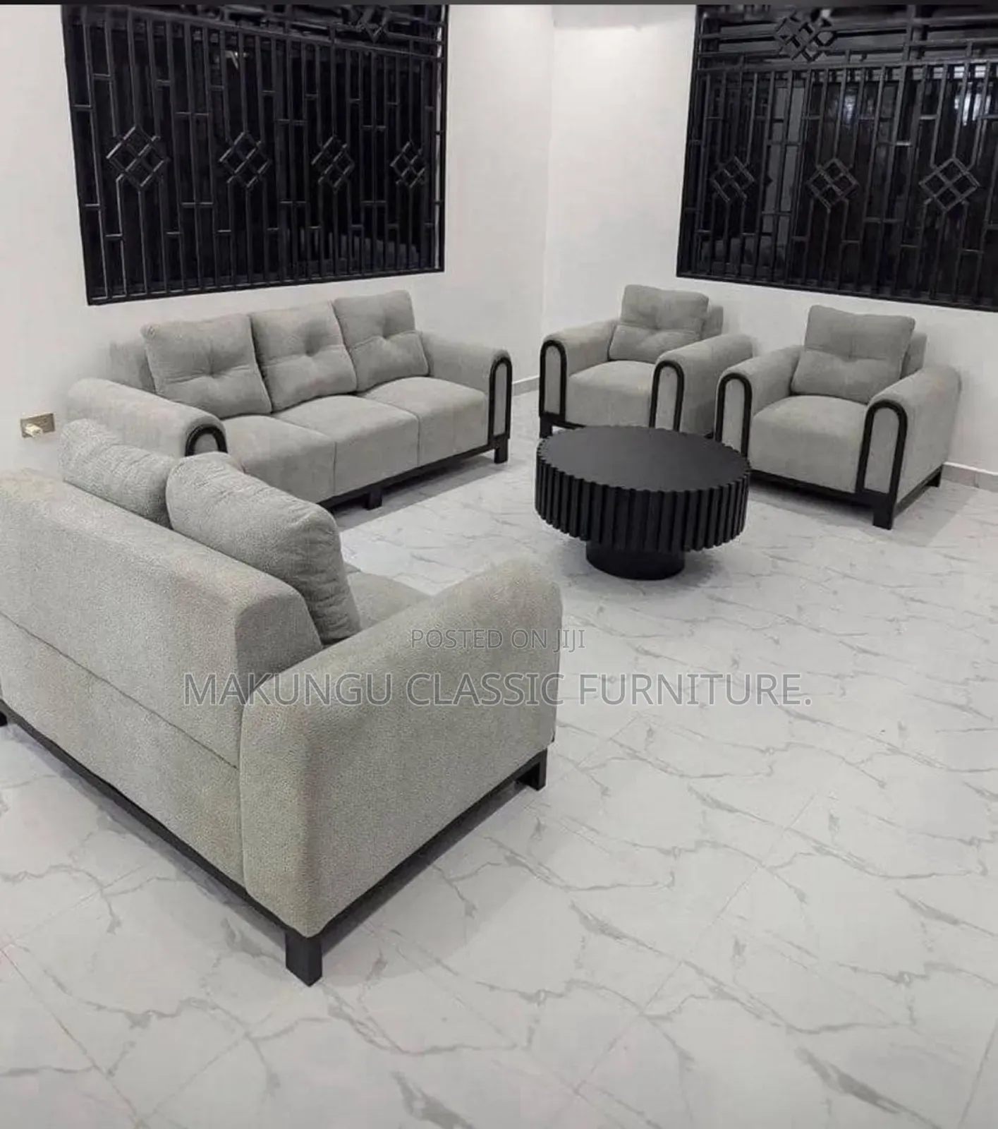 Sofa Sets Za 3:2:1:1 Zenye Fibres Spring Na Kitambaa Imara