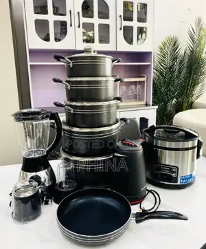 Set Sufuria Nonstick Jug Blender Na Rice Cooker