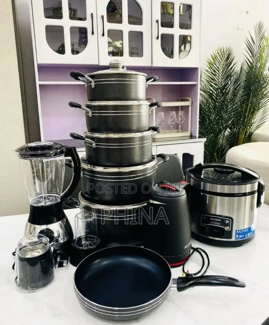 Set Sufuria Nonstick Jug Blender Na Rice Cooker