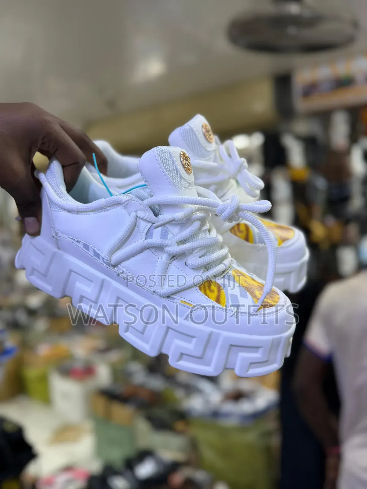 Men's Leather Sneaker Shoes Versace Brand Typically Two Colours Ķ