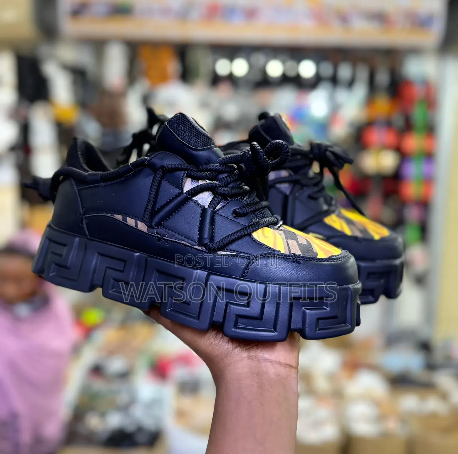 Men's Leather Sneaker Shoes Versace Brand Typically Two Colours Ķ