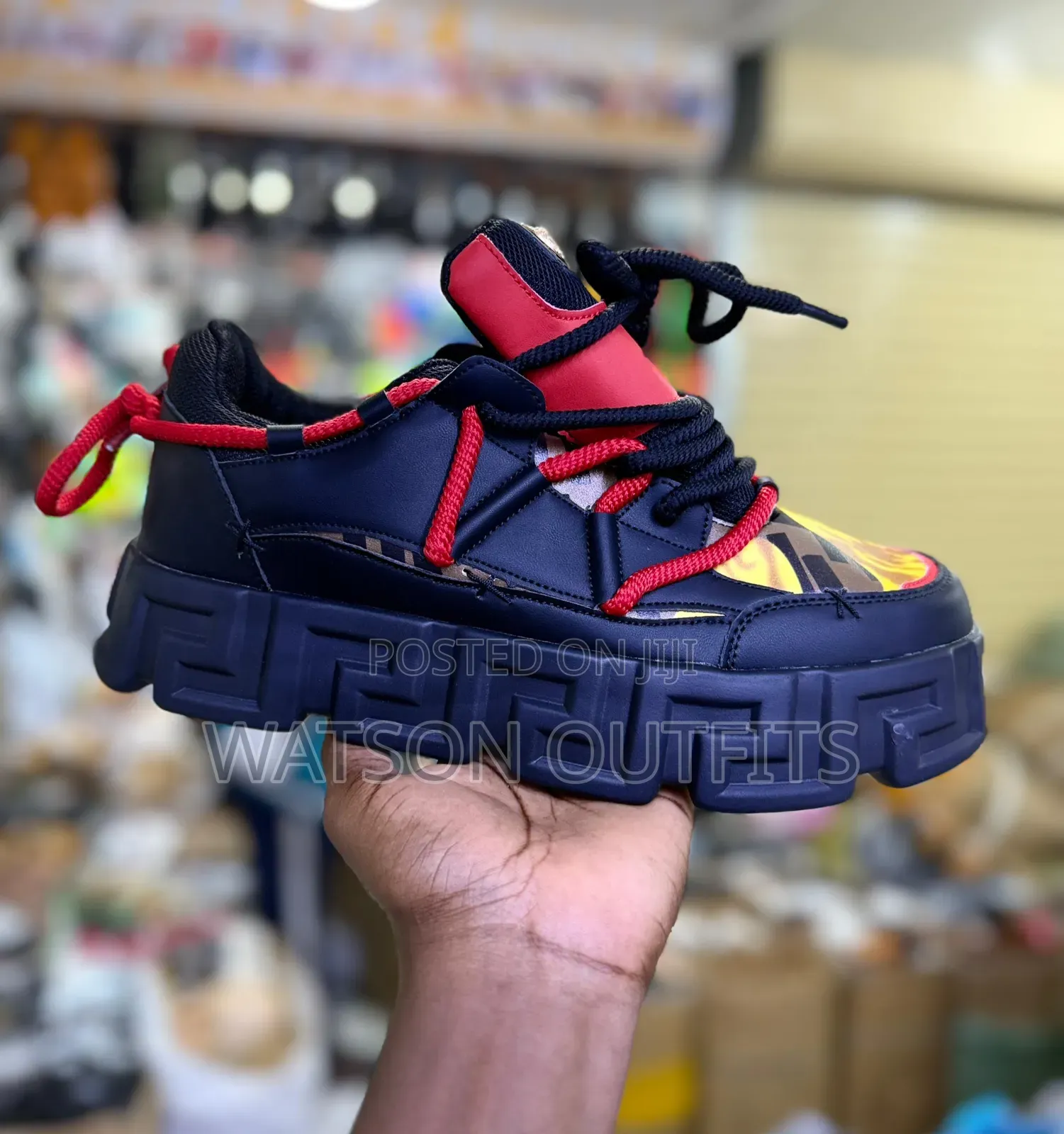 Men's Leather Sneaker Shoes Versace Brand Typically Two Colours Ķ