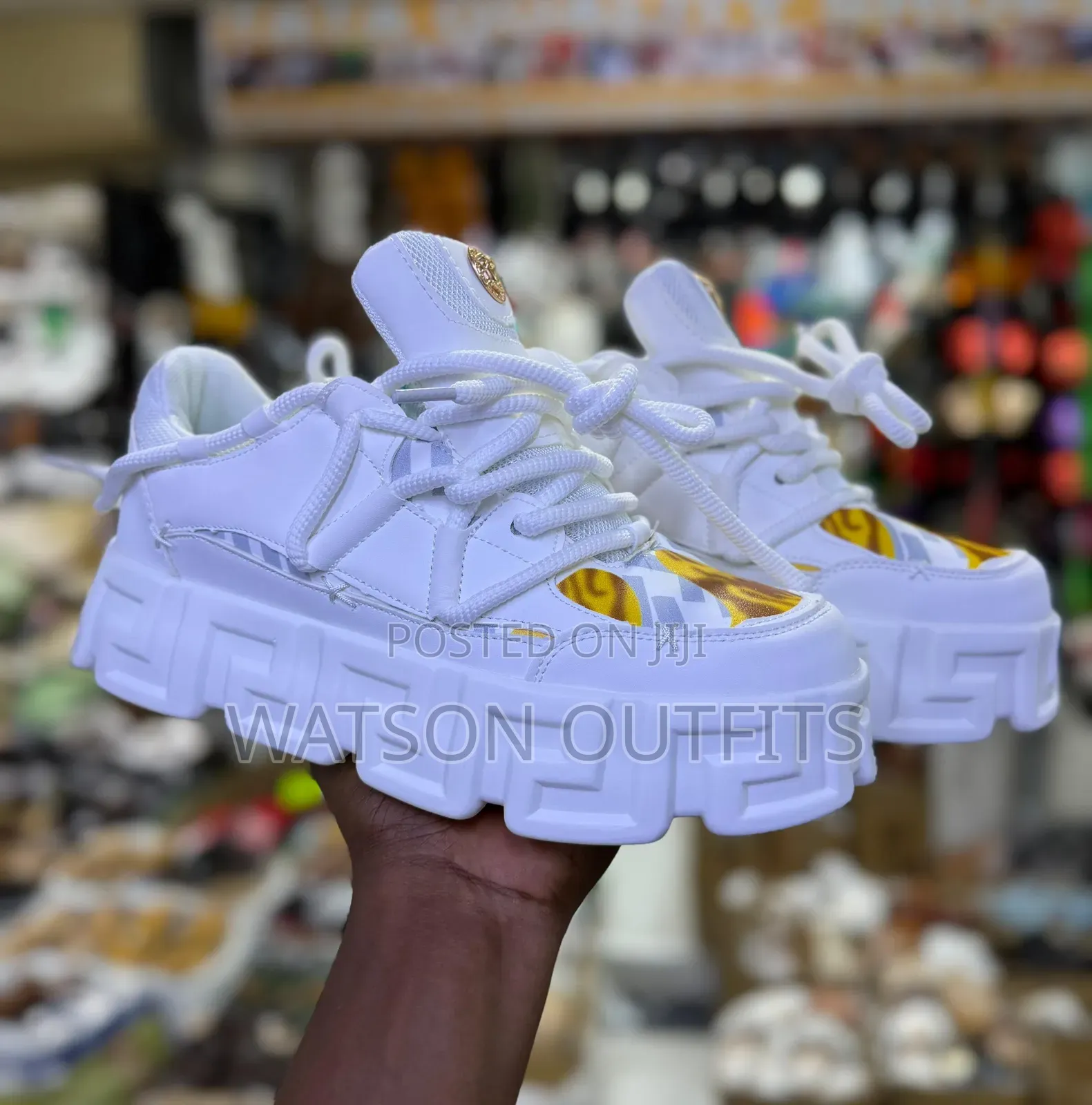 Men's Leather Sneaker Shoes Versace Brand Typically Two Colours Ķ