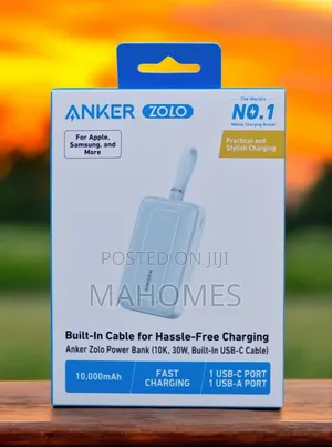 Anker Zolo Powerbank With Built- In Usb-C Cable