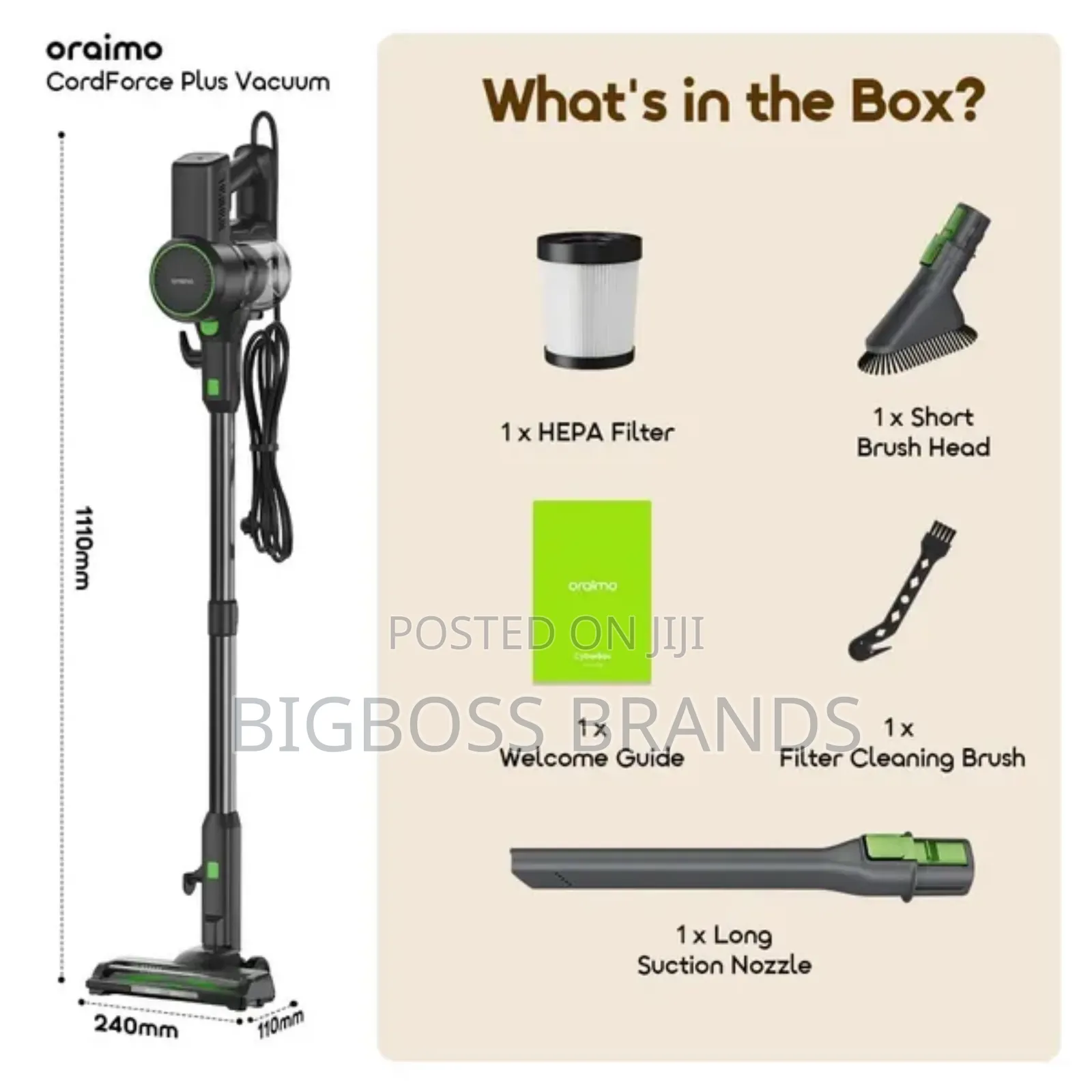 Oraimo Cordforce Plus Corded Stick Vacuum 500w Motor Osv252a