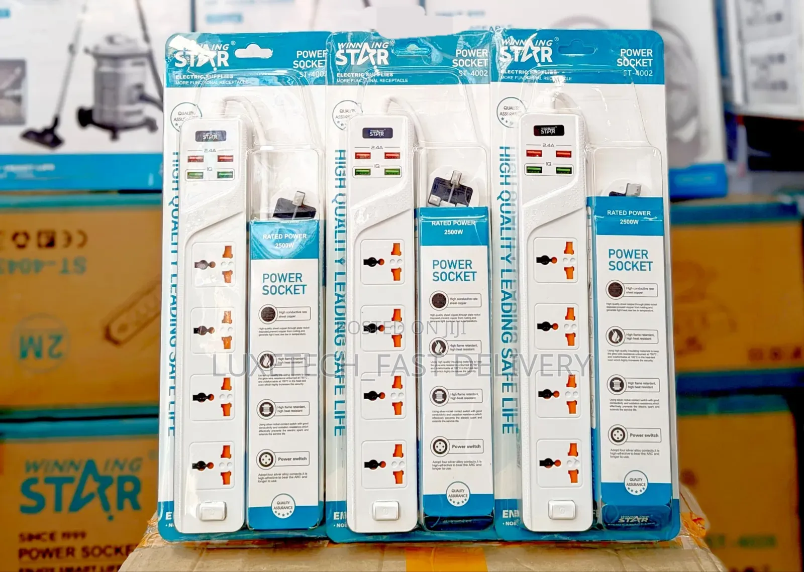 Winning Star 4-Ways Power Sockets/Extension Cable With 4-Usb Ports