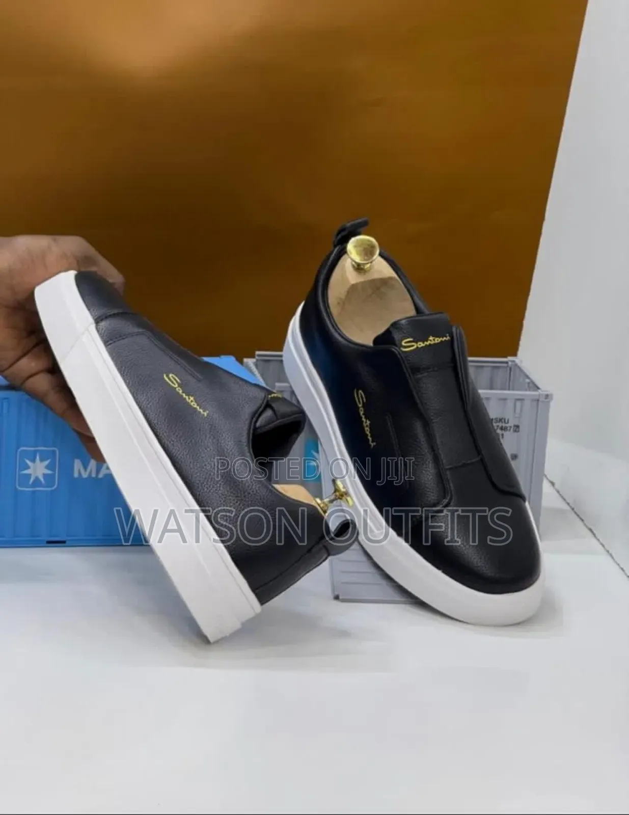 Men's Leather Shoes Santoni Brand New Stylishly Made