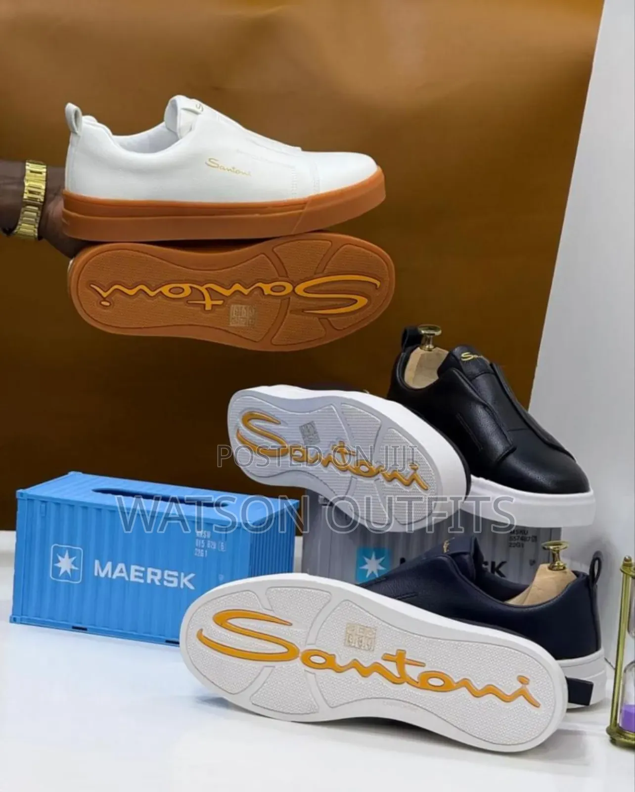 Men's Leather Shoes Santoni Brand New Stylishly Made