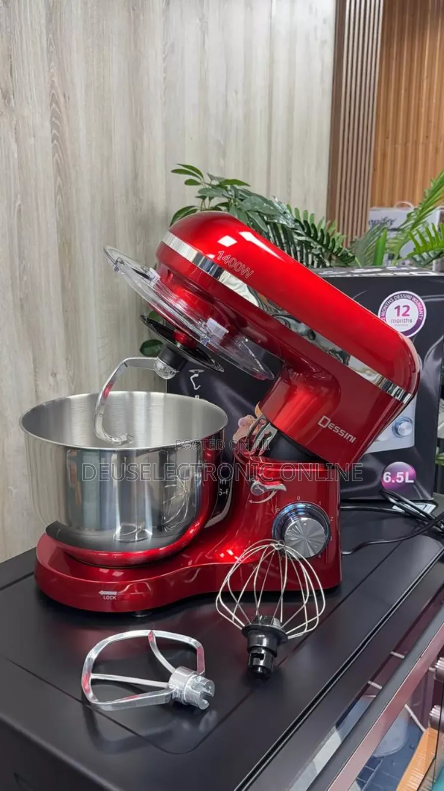 Dessin Stand Mixer 6.5 Litre . Power 1400w . Black Red