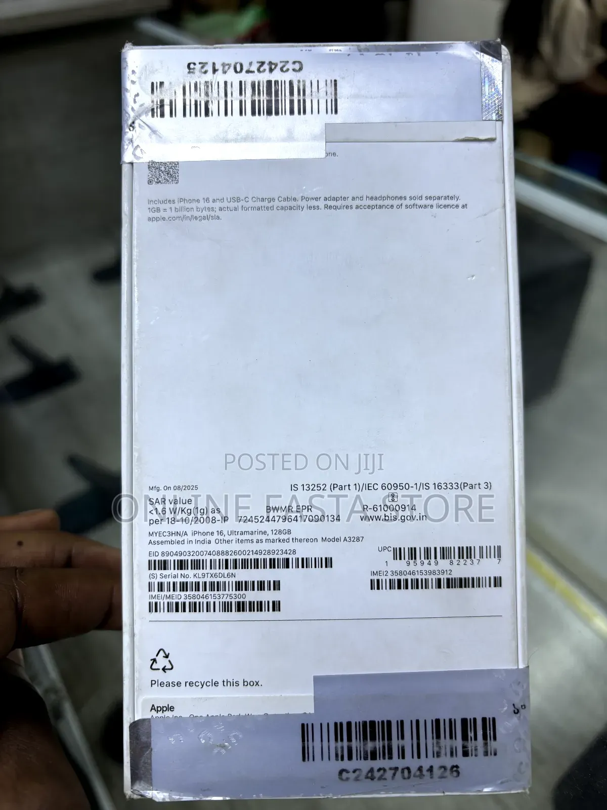 New Apple iPhone 16 128 GB Blue
