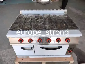 Commercial 6-Burner Gas Range Cooker a Built-in Oven.