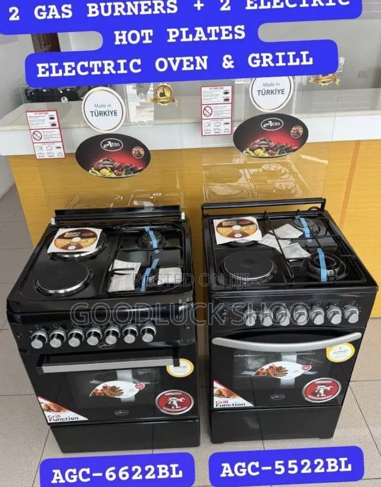 Aero 60cm X 60cm Gas Cooker 2g+ 2e With Eo+Grill (Agc-6622bl)