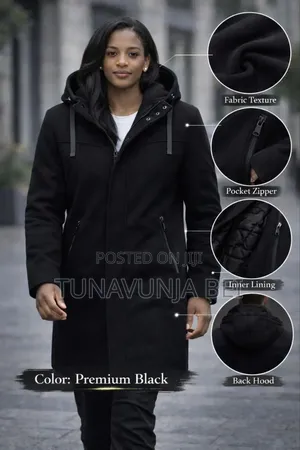 Deep Charcoal Black and Grey Heavy Coat Material
