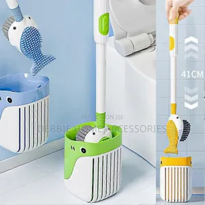 Whale-Shaped Refillable Toilet Brush and Holder Set.