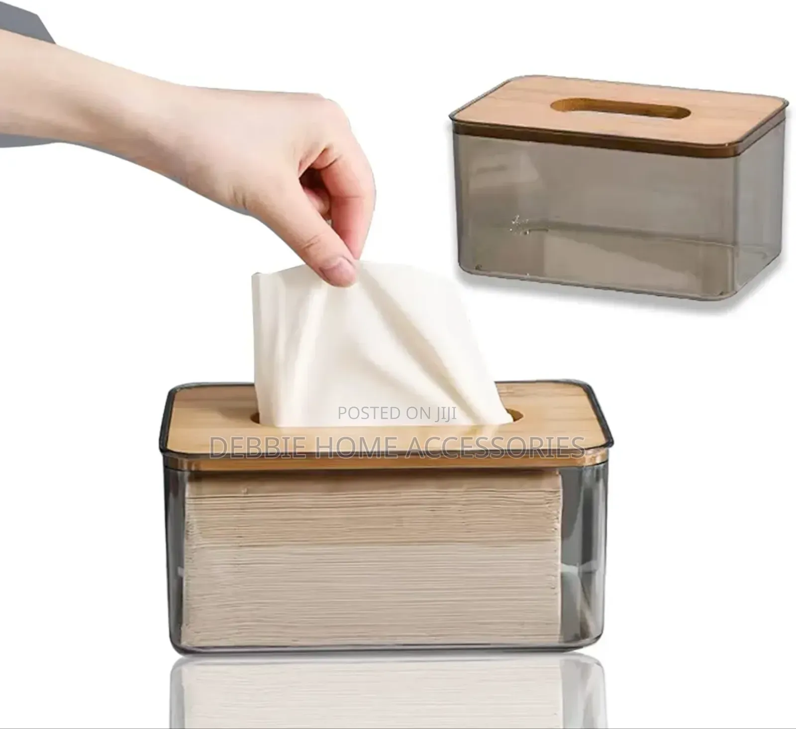 Acrylic Tissue Box With Bamboo Lid(Nogis)