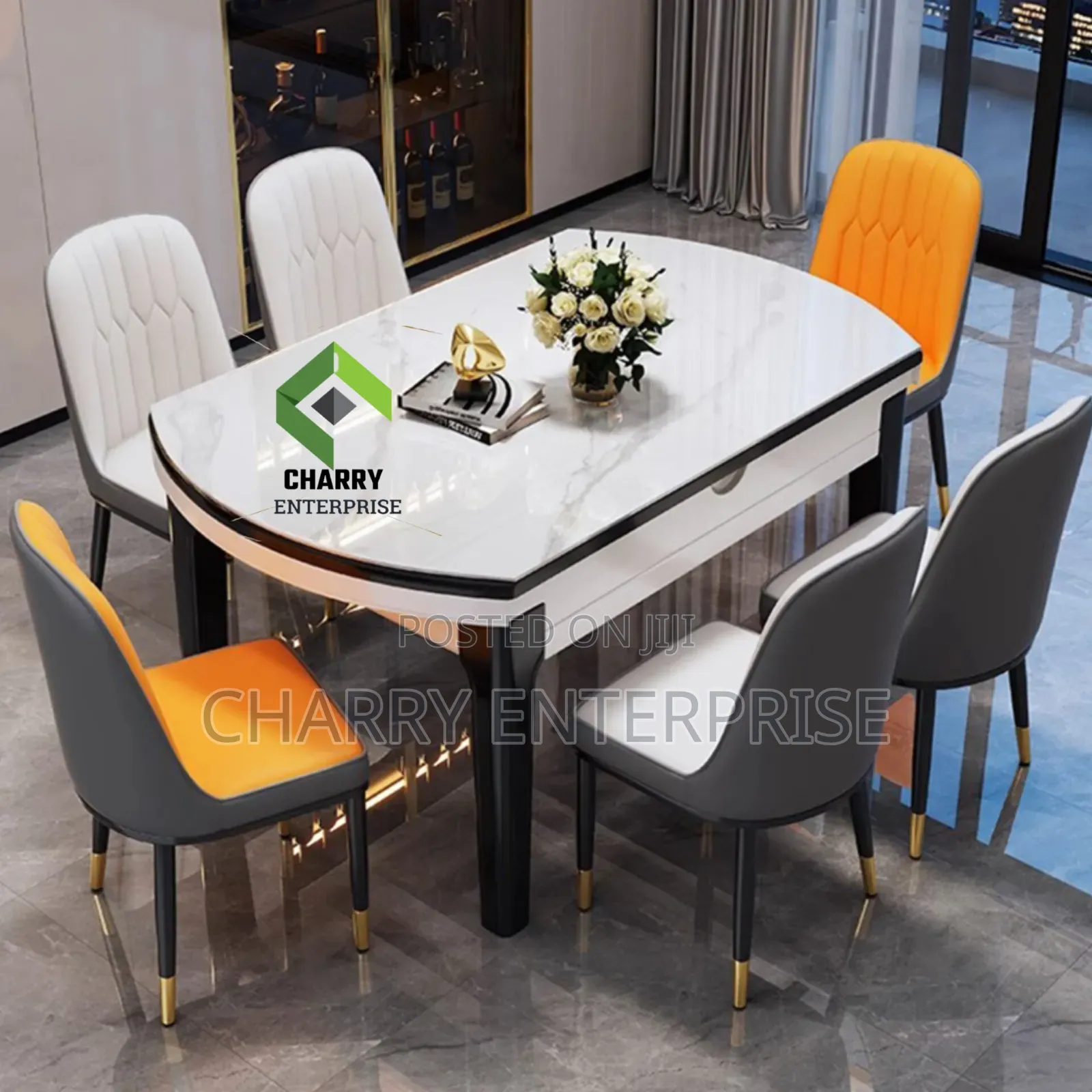 Modern Classic Dining Table or Restaurant Table and Chairs 6 Seaters